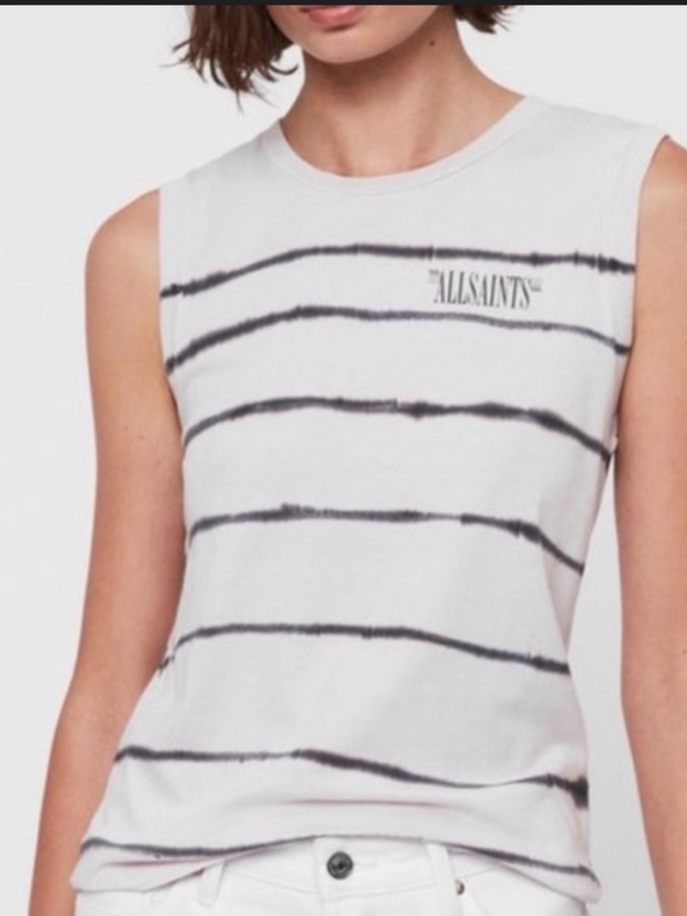 AllSaints White Sleeveless Striped Tank Top bnwt